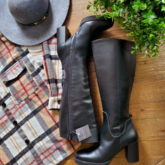 Avellini Shoes Avellini Made In Spain Black Leather Block Heel High